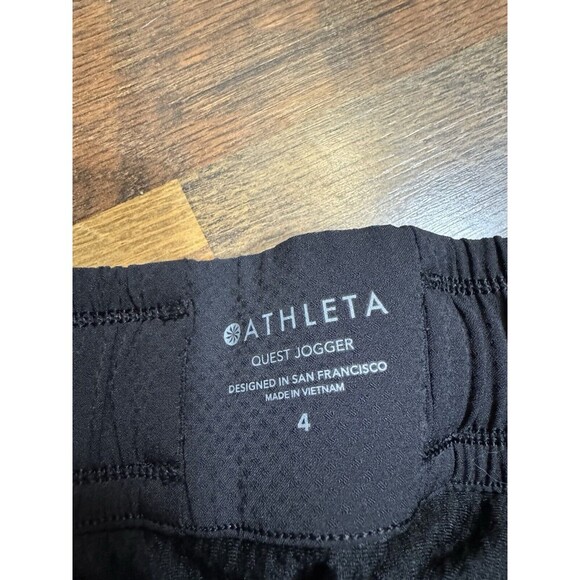 Athleta Quest Jogger Women’s 4 Belted Pants Black Mesh Sides Stretch Active - Picture 3 of 6